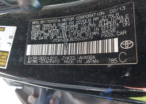 2013 Toyota Prius z USA, uszkodzony, nr VIN JTDKN3DU8D5605479